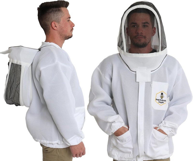 FOREST BEEKEEPING SUPPLY - سترة النحل المهوّاة مع غطاء شبكة الحماية - سترة مربي النحل خفيفة الوزن من شبكة الهواء - Image 1